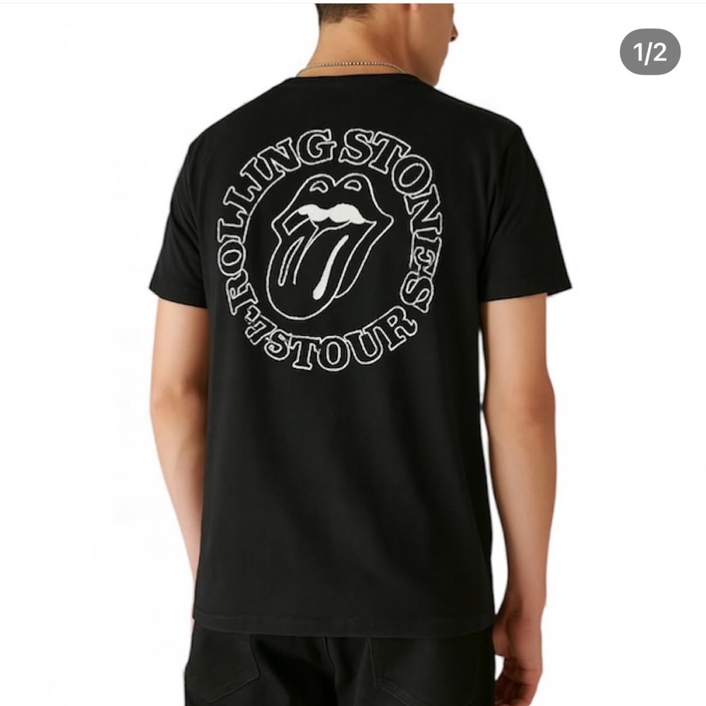 Lucky Brand Rolling Stones Graphic Tee Medium Black Band Tee